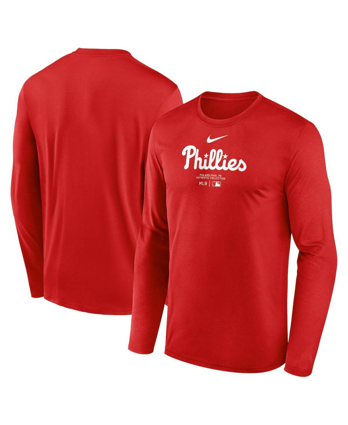 Shop Nike Men's Red Philadelphia Phillies Authentic Collection Practice Performance Long Sleeve T-shirt