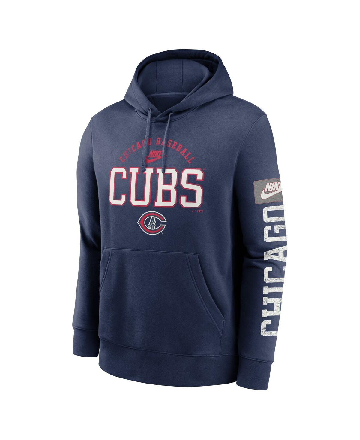 Nike Men's Navy Chicago Cubs Cooperstown Collection Splitter Club Fleece Pullover Hoodie