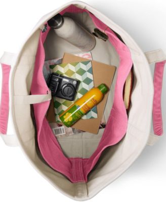 Extra Large 5 Pocket Open Top Long Handle Canvas Tote Bag