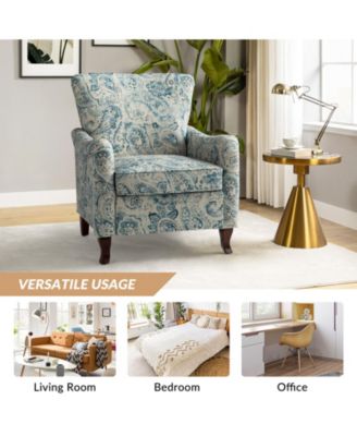 Ewert Comfy Floral Fabric Pattern Armchair with Wingback Design