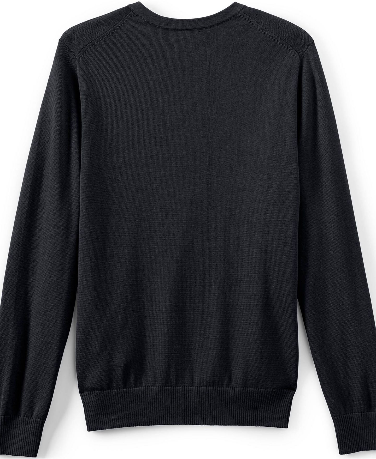 Мужской свитер Lands' End Unisex Cotton Modal V-neck Pullover, цвет: Чёрный — фото 3