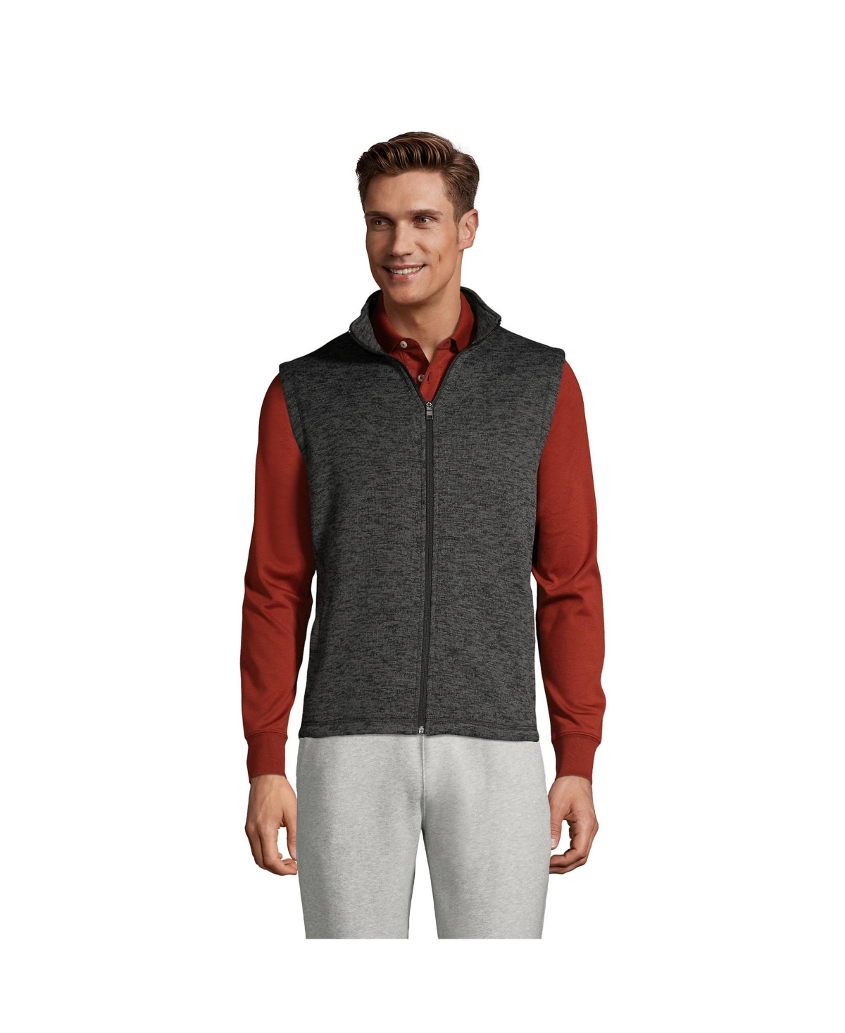 Big & Tall Sweater Fleece Vest - Dark charcoal heather