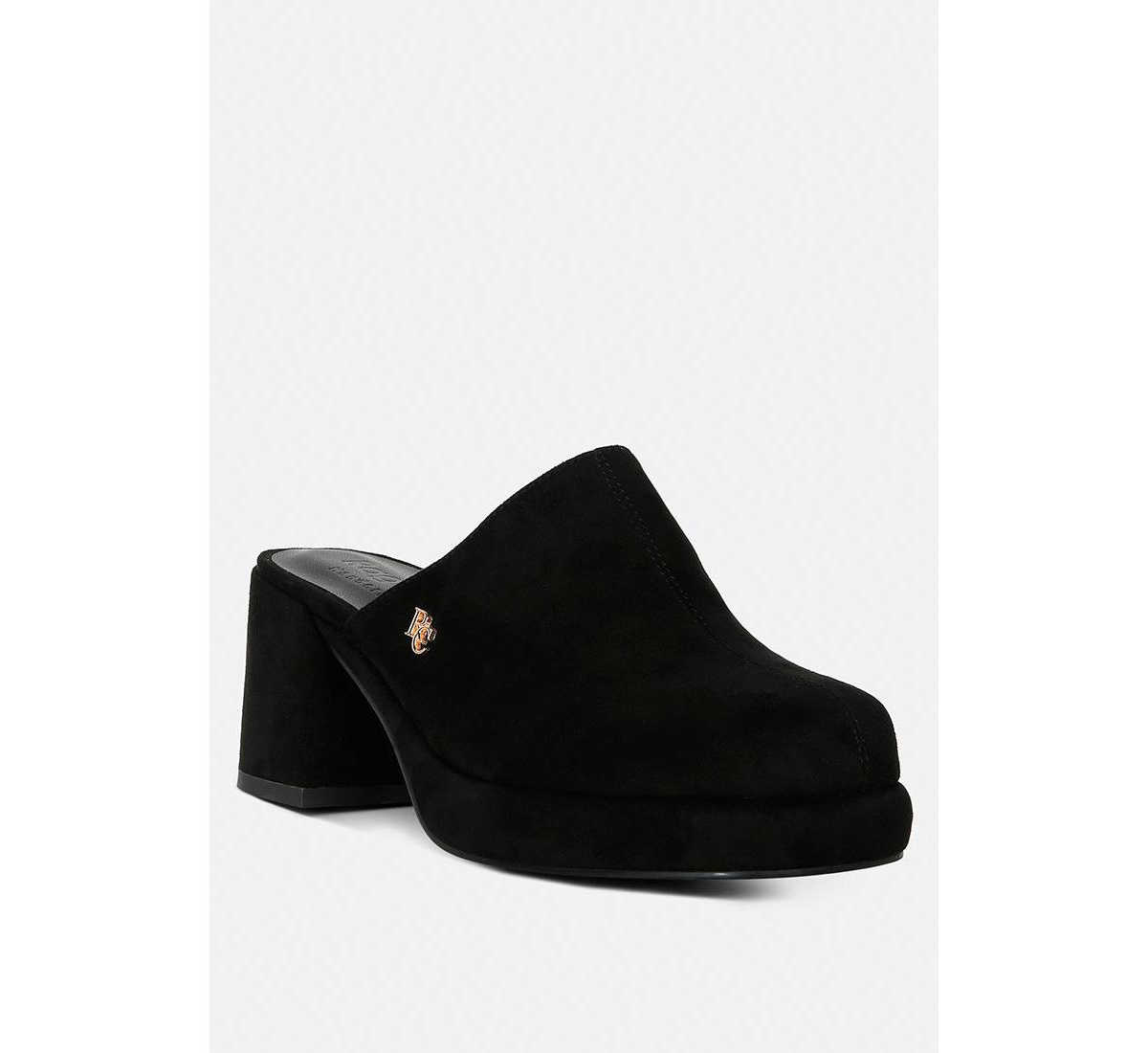 Delaunay Womens Suede Heeled Mules - Black