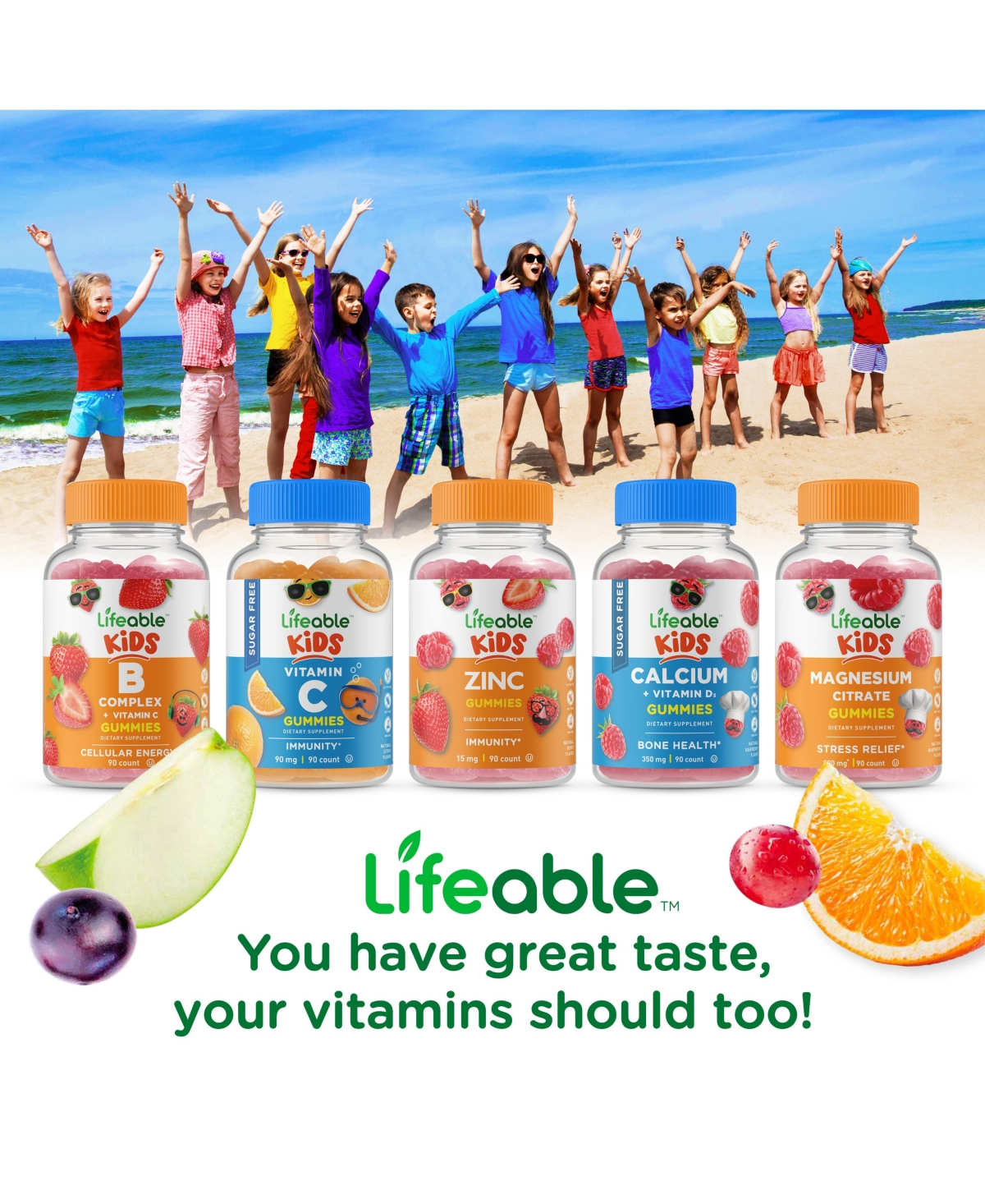 Lifeable Sugar Free Vitamin D for Kids 1,000 Iu Gummies - Bone Health And Immunity - Great Tasting Flavor, Dietary Supplement Vitamins - Gummies