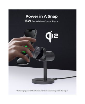 LC-MC311 MagFusion 3-in-1 15W Qi2 & MfW Certified Magnetic Fast Wireless Charging Station 1.5ft USB C-C Cable Included