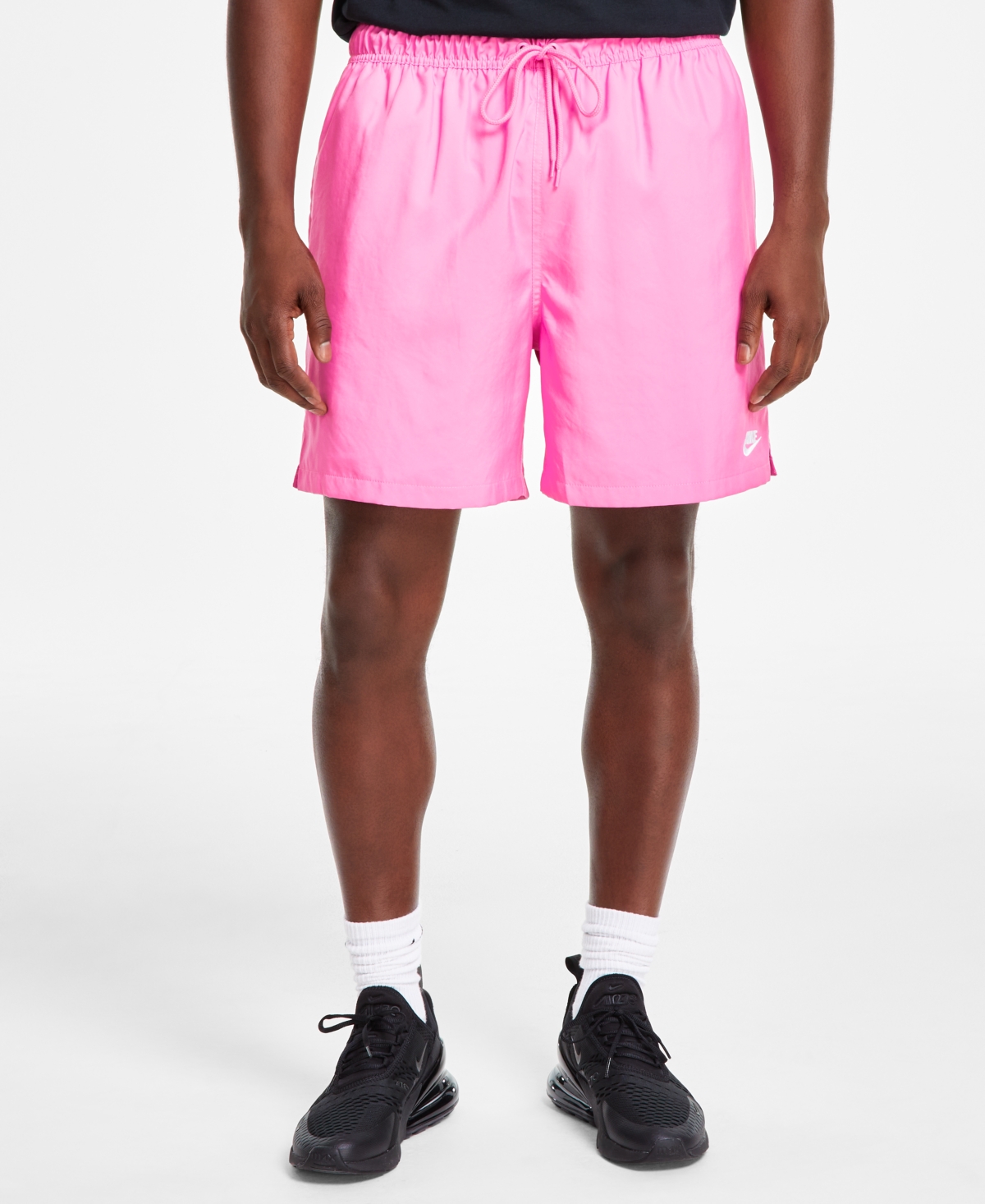 Shop Nike Men's Club Flow Relaxed-fit 6" Drawstring Shorts In Playful Pink,white