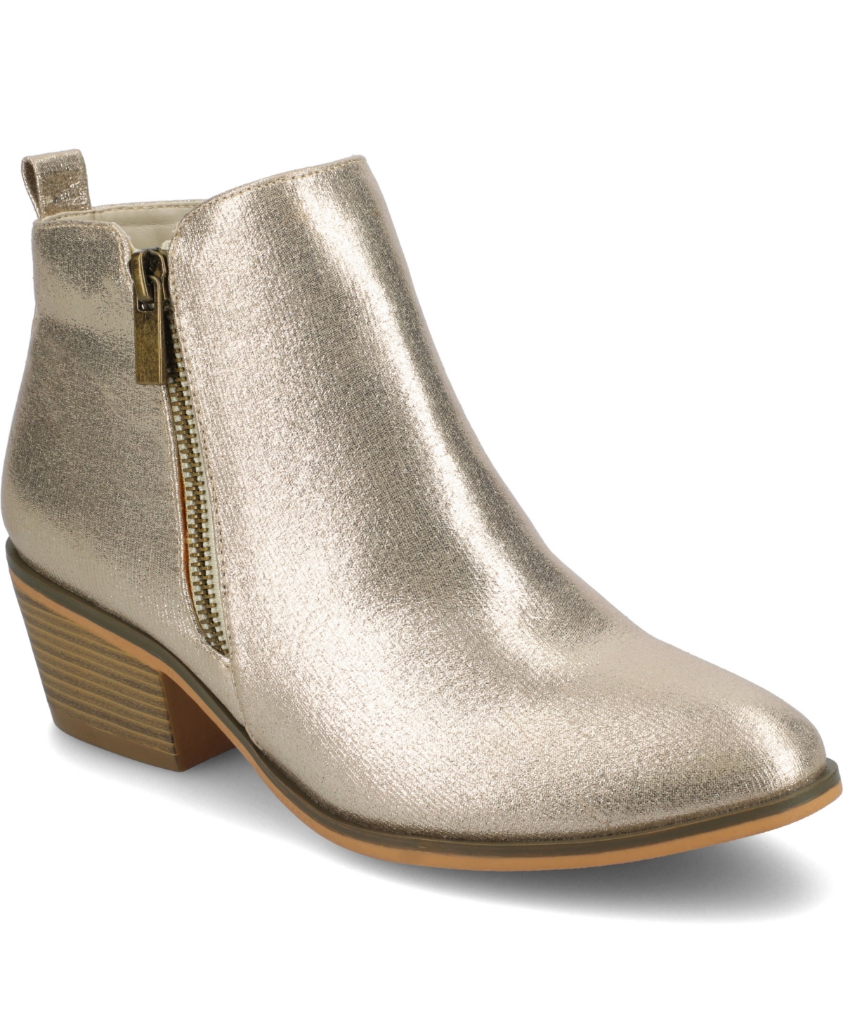 Journee Collection Women's Rebel Size Zipper Stacked Heel Booties