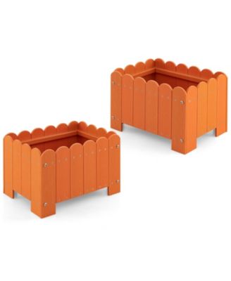 2 Pack Rectangular Planter Box with Drainage Gaps for Front Porch Garden Balcony