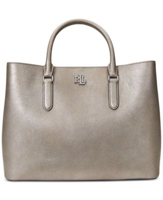 Lauren Ralph Lauren Metallic Leather Large Marcy Satchel - Macy