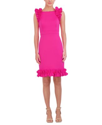 Contemporary authentic Chic: Modern Sheath Dress in Pink and Blue, Size 12 Eliza J