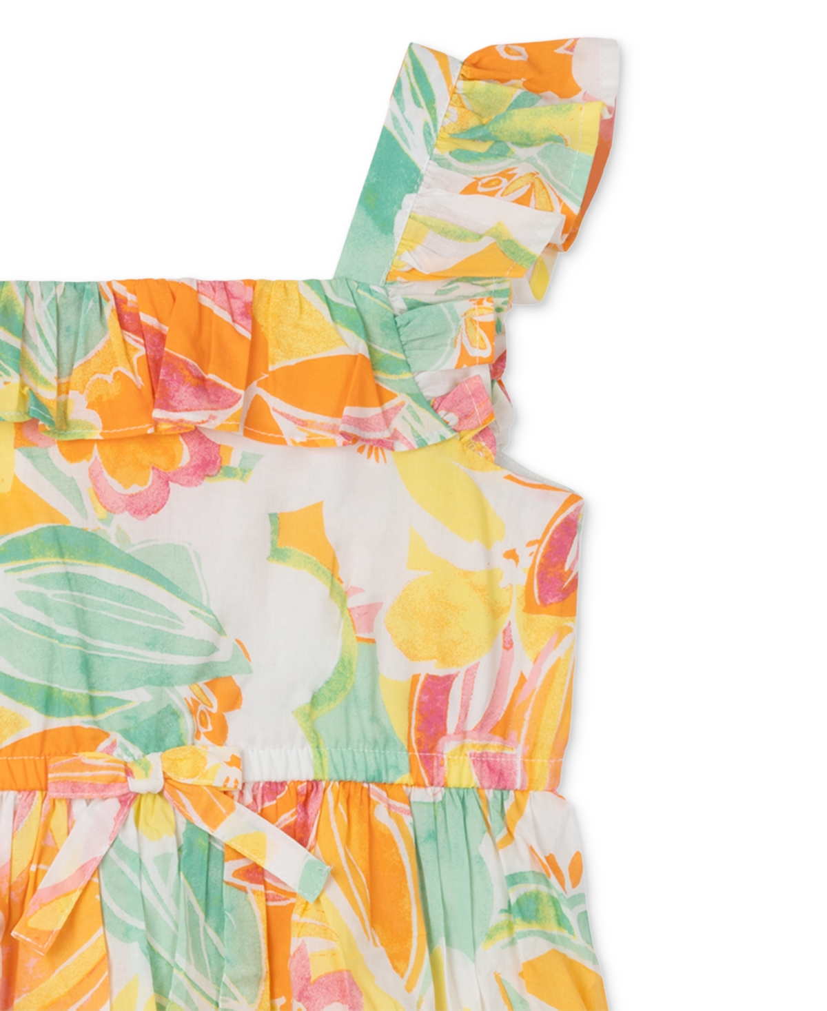 Shop Rare Editions Little Girls Floral-print Ruffled Dress In Orange