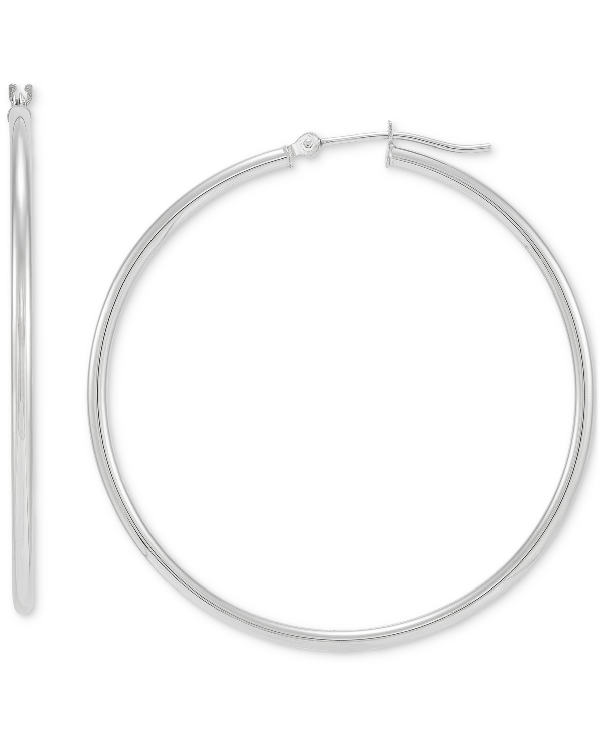 Macy's Polished Tube Medium Hoop Earrings In 10k White Gold, 1-5/8"