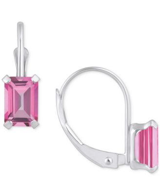 Pink Topaz Emerald-Cut Solitaire Leverback Earrings (1-3/8 ct. t.w.) in 10k Gold