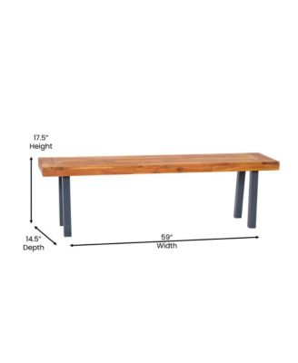 Tokar Rustic Acacia Wood Bench With Seating For Two, Flared Wooden Legs And Slatted Surface For Indoor And Outdoor Use