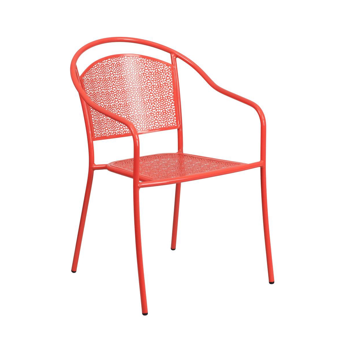 Emma+Oliver Commercial Square Metal Garden Patio Table Set W/ 4 Round Back Chairs
