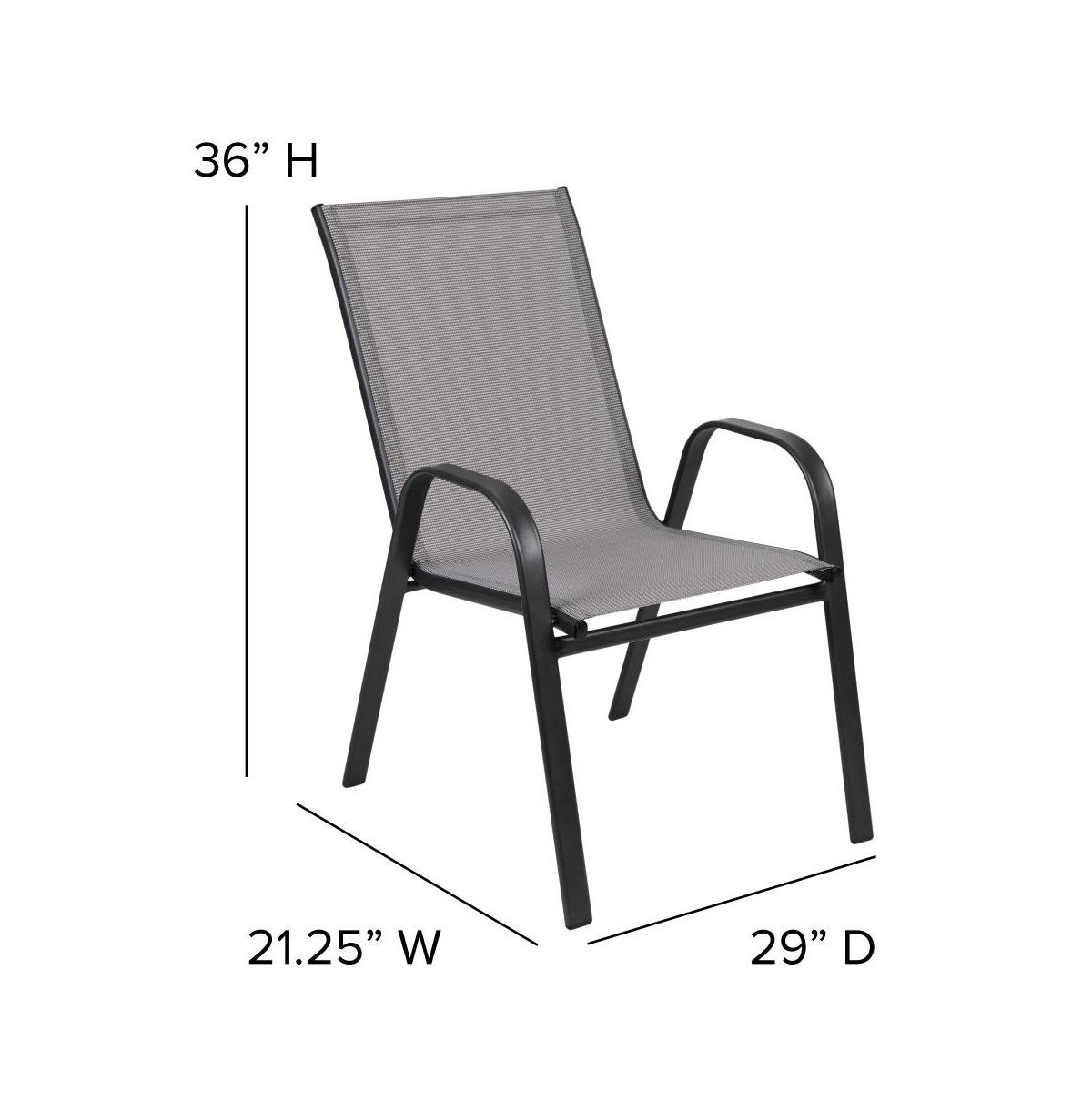 Seven Piece Patio Table Set With Metal Table With Tempered Glass Top And 6 Flex Comfort Stacking Chairs
