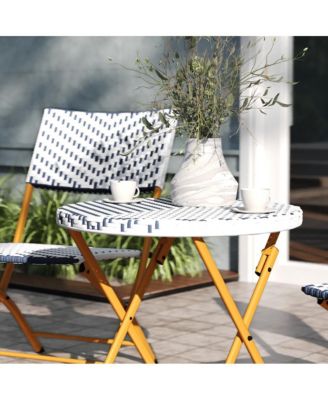 3-Piece Folding Bistro Set with PE Rattan and Metal Frames for Indoor and Outdoor Use