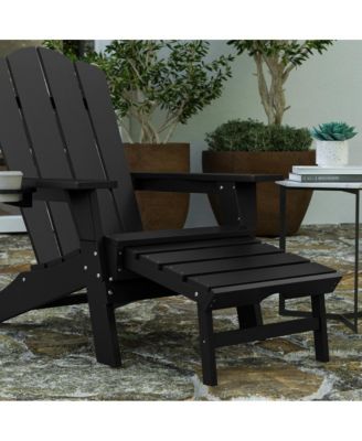 Ridley Hdpe Adirondack Chair With Cup Holder And Pull Out Ottoman, All-Weather Hdpe Indoor/Outdoor Lounge Chair