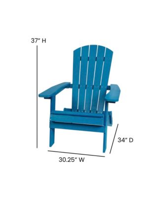 Set Of 4 Riviera Poly Resin Folding Adirondack Lounge Chair - All-Weather Indoor/Outdoor Patio Chair