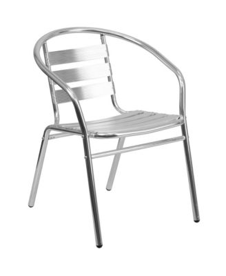 31.5'' Round Aluminum Indoor-Outdoor Table Set With 2 Slat Back Chairs