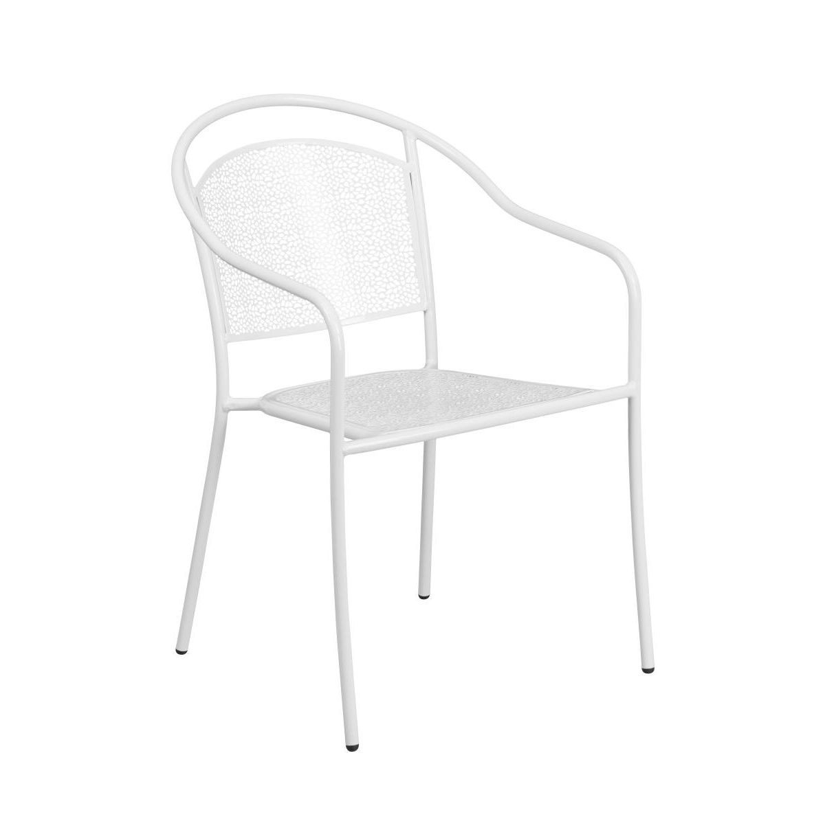 Emma+Oliver Commercial 35.5" Square Metal Garden Patio Table Set W/ 4 Round Back Chairs