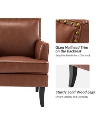 Nihad Modern Faux Leather Accent Chair with Nailhead Trim