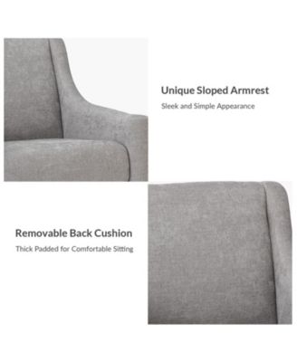 Fabric Recessed Arms Accent Chair with Solid Wood Legs for Living Room Bedroom