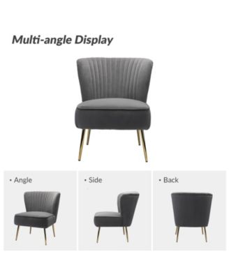 Velvet Accent Chair with Gold Metal Legs for Bedroom Guest Room Vanity