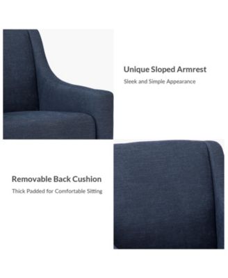 Fabric Recessed Arms Accent Chair with Solid Wood Legs for Living Room Bedroom