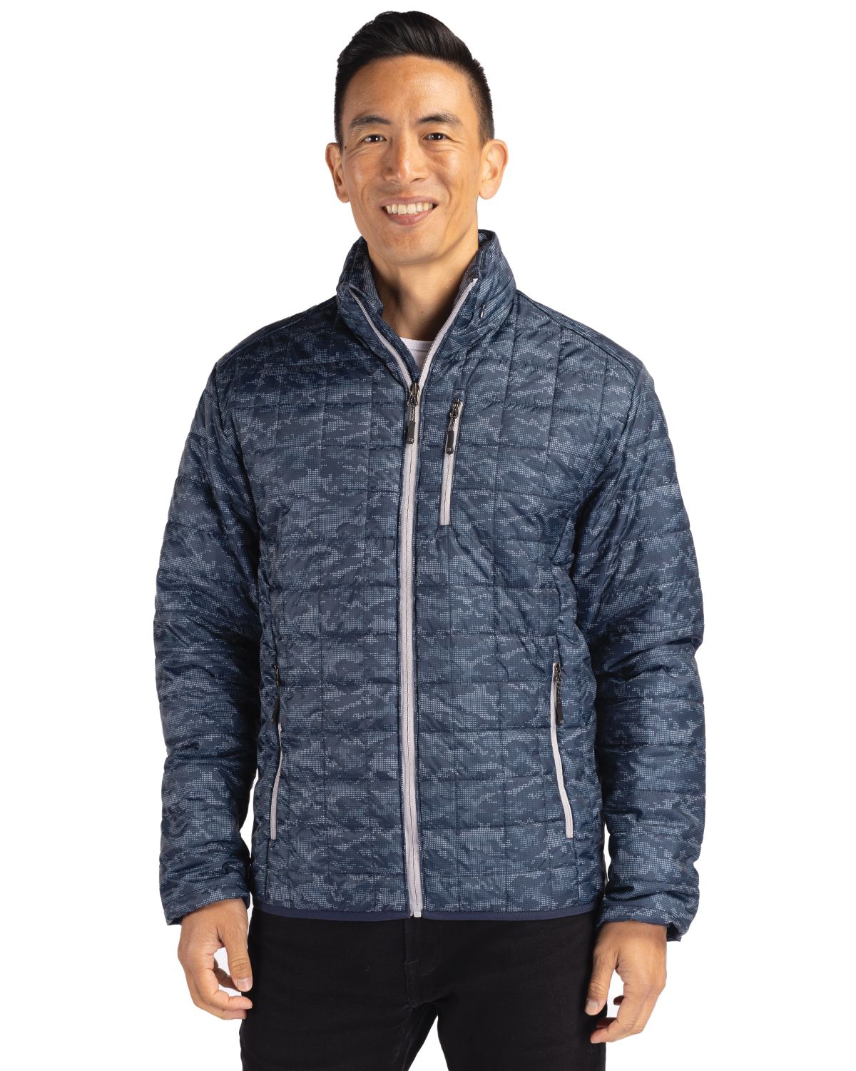 Men's Rainier PrimaLoft Eco Insulated Full Zip Printed Puffer Jacket - Dark navy