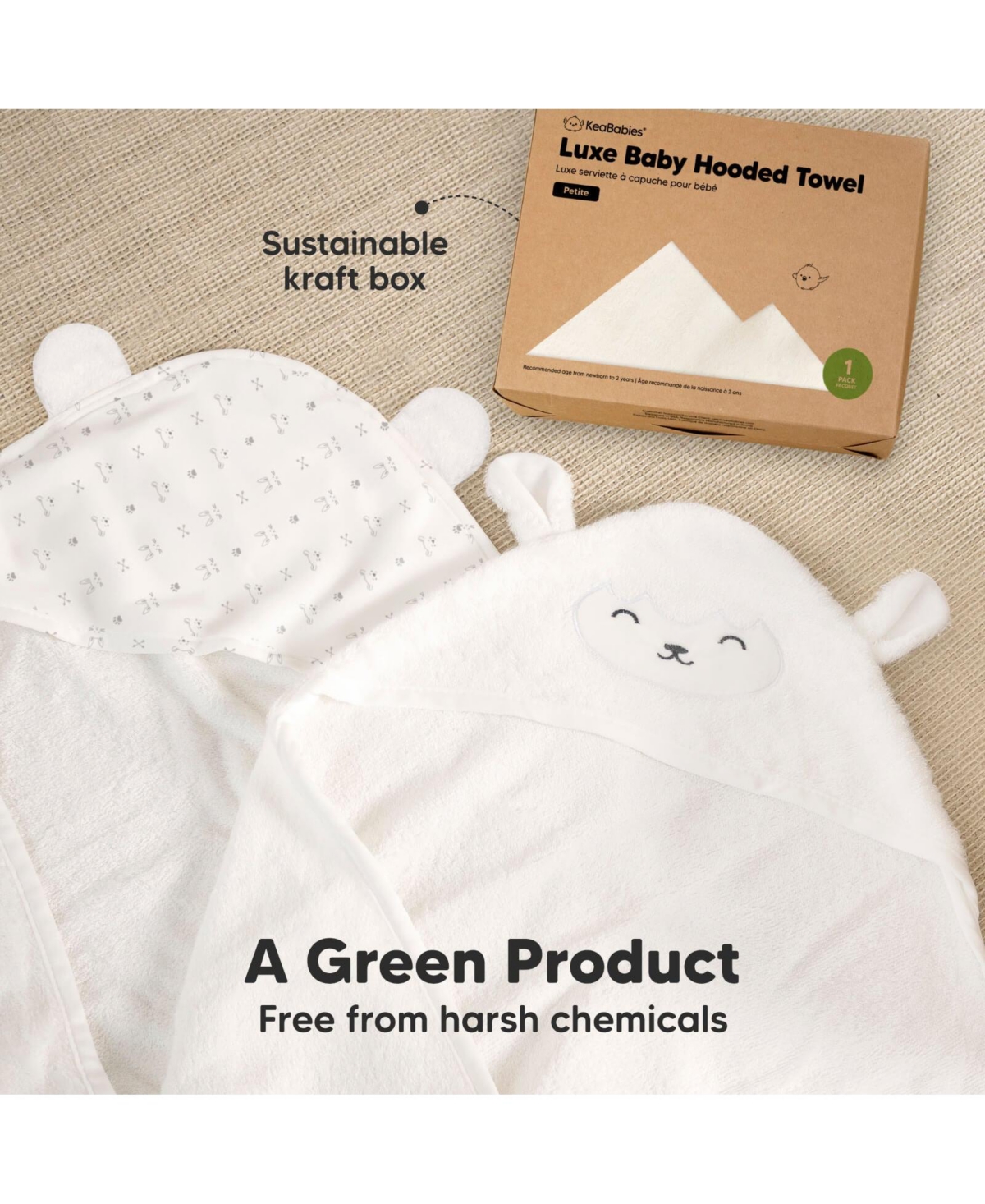 Luxe Baby Hooded Towel, Organic Baby Bath Towel, Hooded Baby Towels, Baby Beach Towel for Newborn, Kids