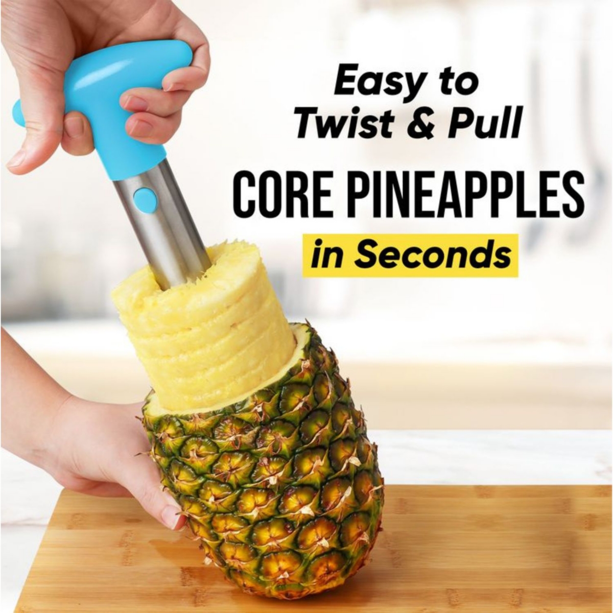 Zulay Kitchen Pineapple Corer and Slicer Tool - Stainless Steel Pineapple Cutter for Easy Core Removal & Slicing