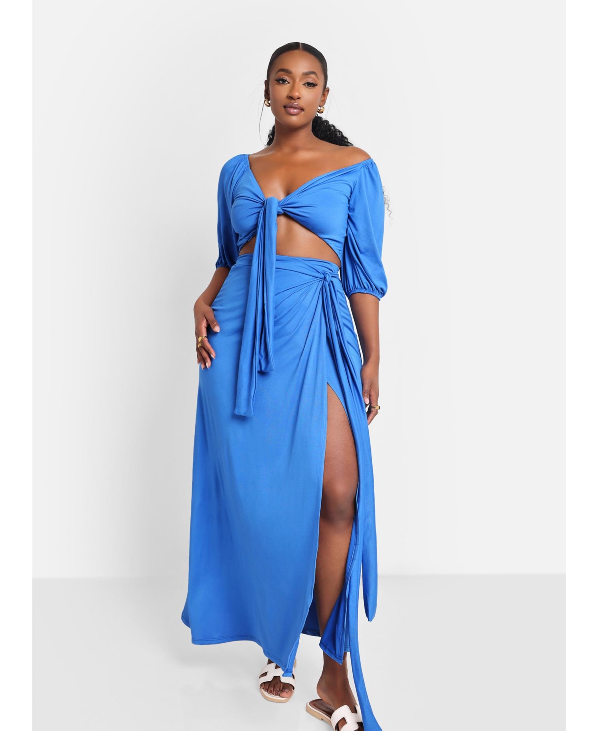 Rebdolls Plus Size Ariana Tie Front Crop Top