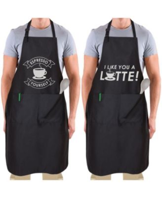 Funny Aprons for Men, Women & Couples 2-Pc.