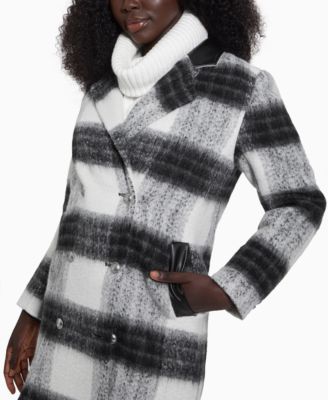 Women's Double-Breasted Mid-Length Plaid Coat