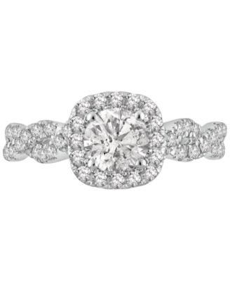 GIA Certified Diamond Halo Engagement Ring (1 ct. t.w.) in 14k White Gold