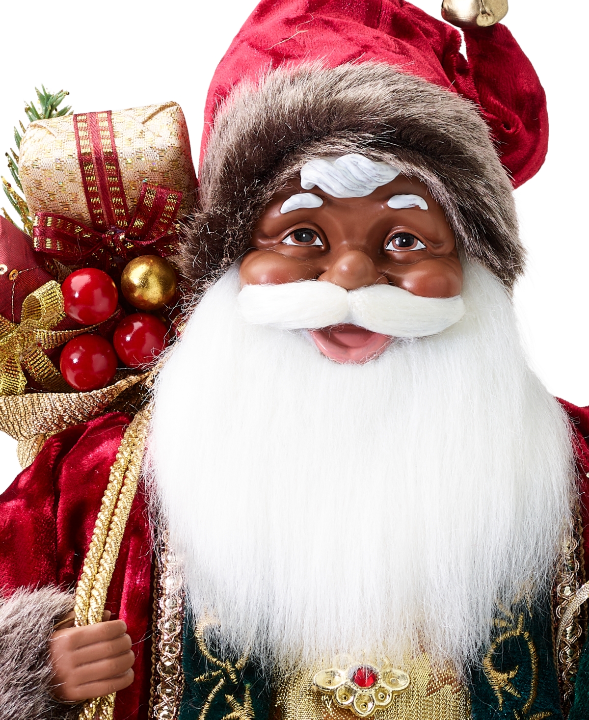 Holiday Lane Burgundy & Gold African-American Santa, Exclusively at Macy's
