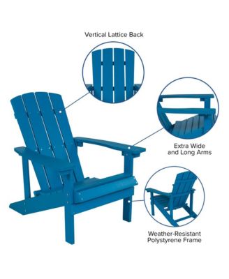 Ayala 5 Piece Outdoor Leisure Set With Set Of 4 Poly Resin Adirondack Chairs And Star And Moon Iron Fire Pit