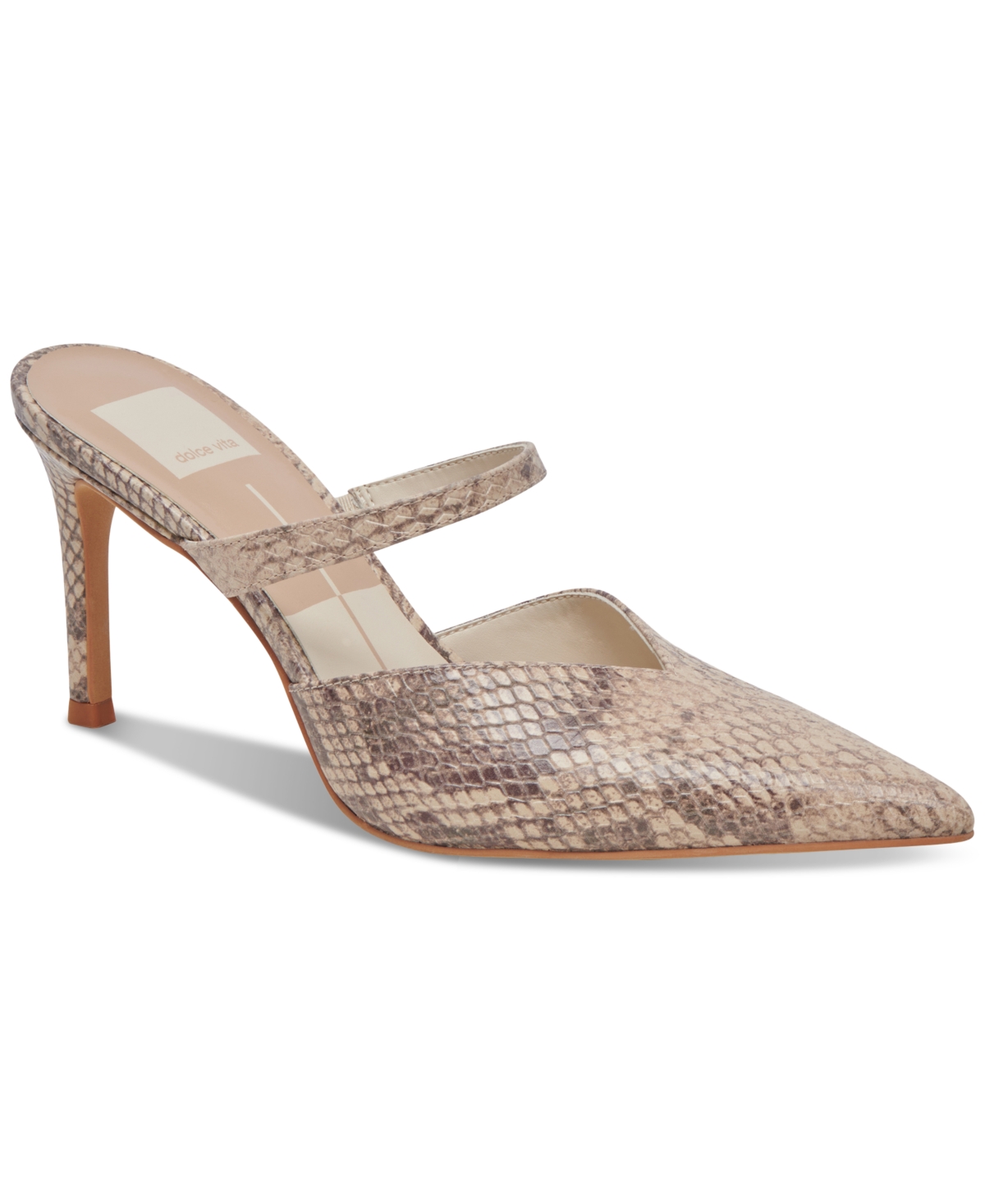 Shop Dolce Vita Women's Kanika Slip-on Pointed-toe Pumps In Sand Snake Embossed Leather