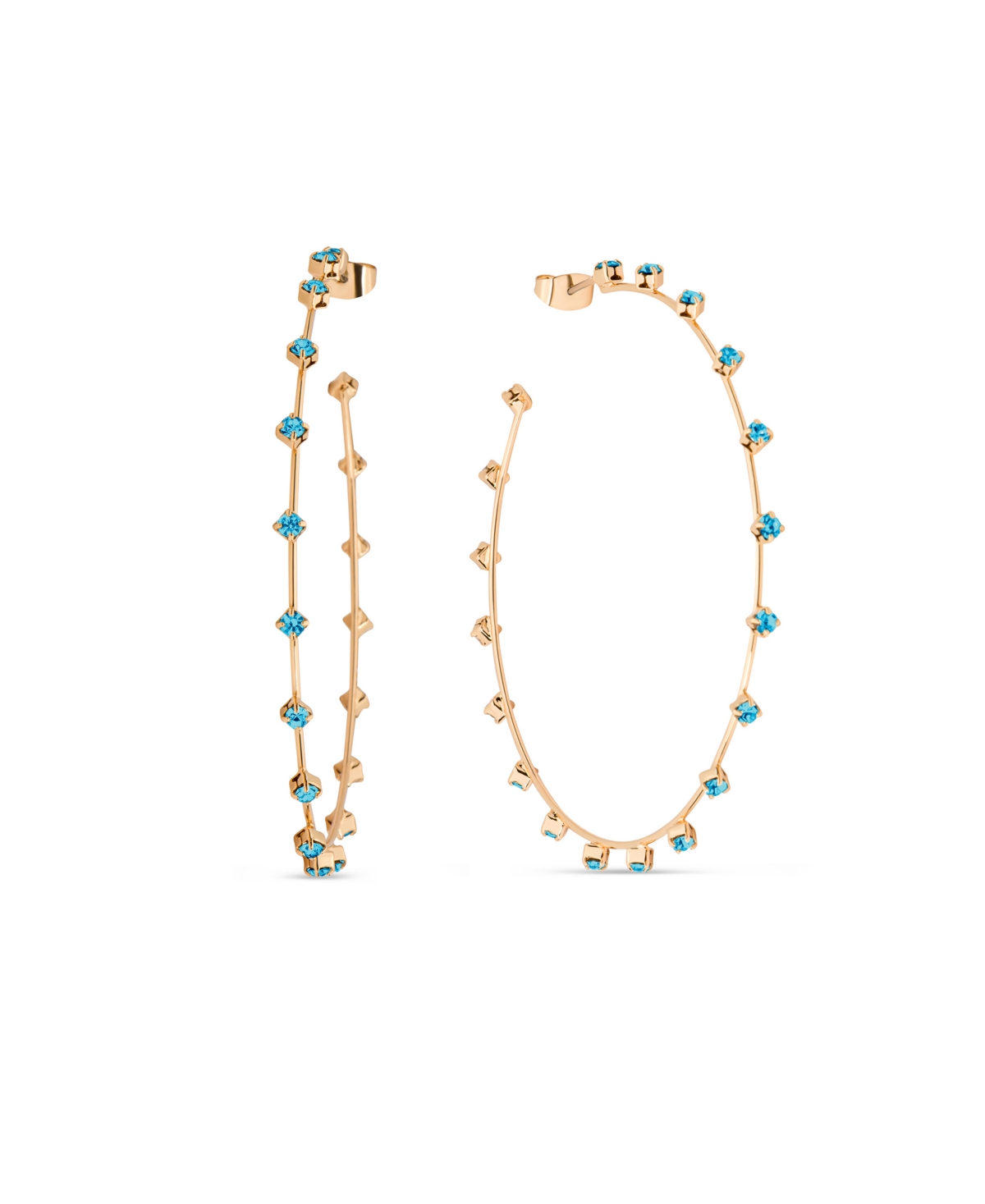 Shop Ettika Simple Spark Crystal 18k Gold Plated Hoops In Aqua