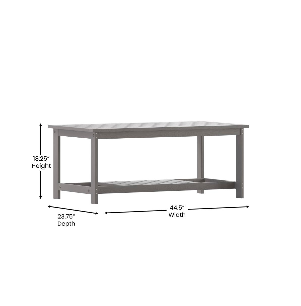 Riviera All-Weather Poly Resin Wood Two Tiered Adirondack Slatted Coffee Conversation Table