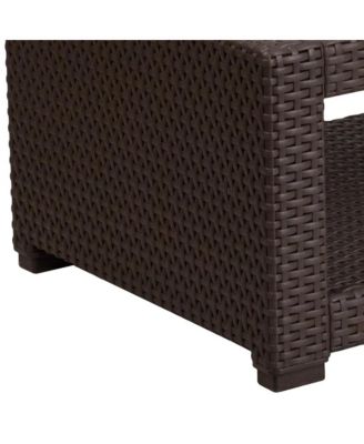 Malmok Outdoor Furniture Coffee Table Faux Rattan Wicker Pattern All-Weather Patio Coffee Table With Shelving