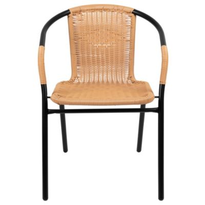 2 Pack Rattan Indoor-Outdoor Restaurant Stack Chair With Curved Back