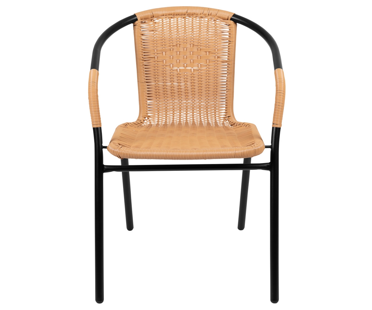 2 Pack Rattan Indoor-Outdoor Restaurant Stack Chair With Curved Back