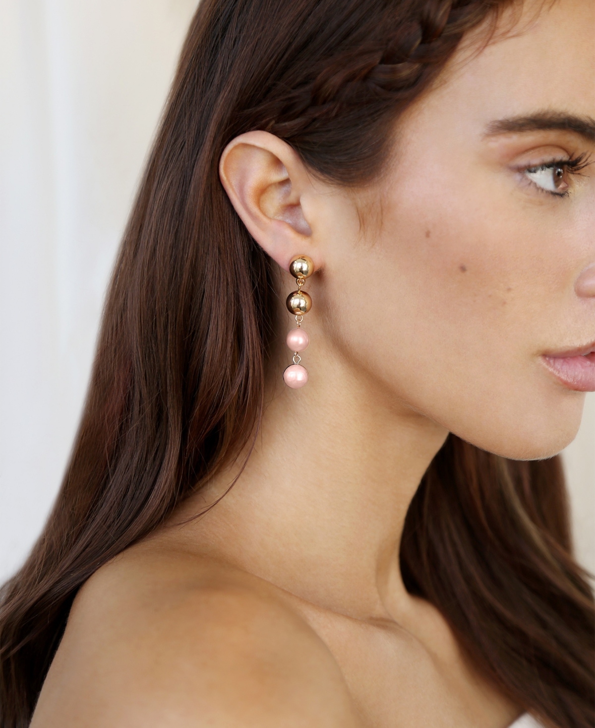 Shop Ettika Pink Freshwater Pearl Gold Drop Earrings