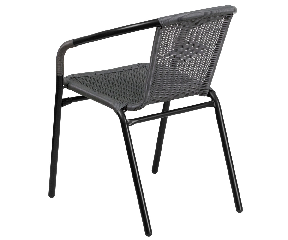 4 Pack Rattan Indoor-Outdoor Restaurant Stack Chair With Curved Back