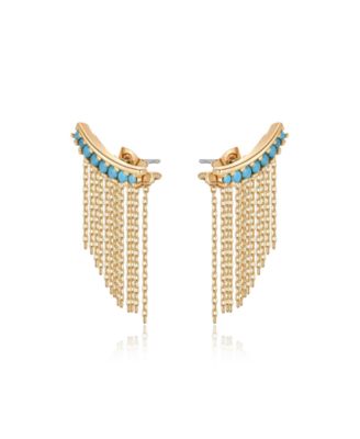 Turquoise Bead 18k Gold Plated Ear Crawler