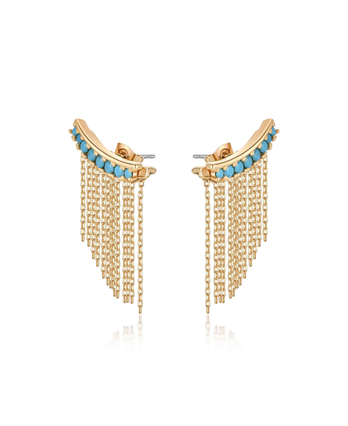 Ettika Turquoise Bead 18k Gold Plated Ear Crawler In Turquoise