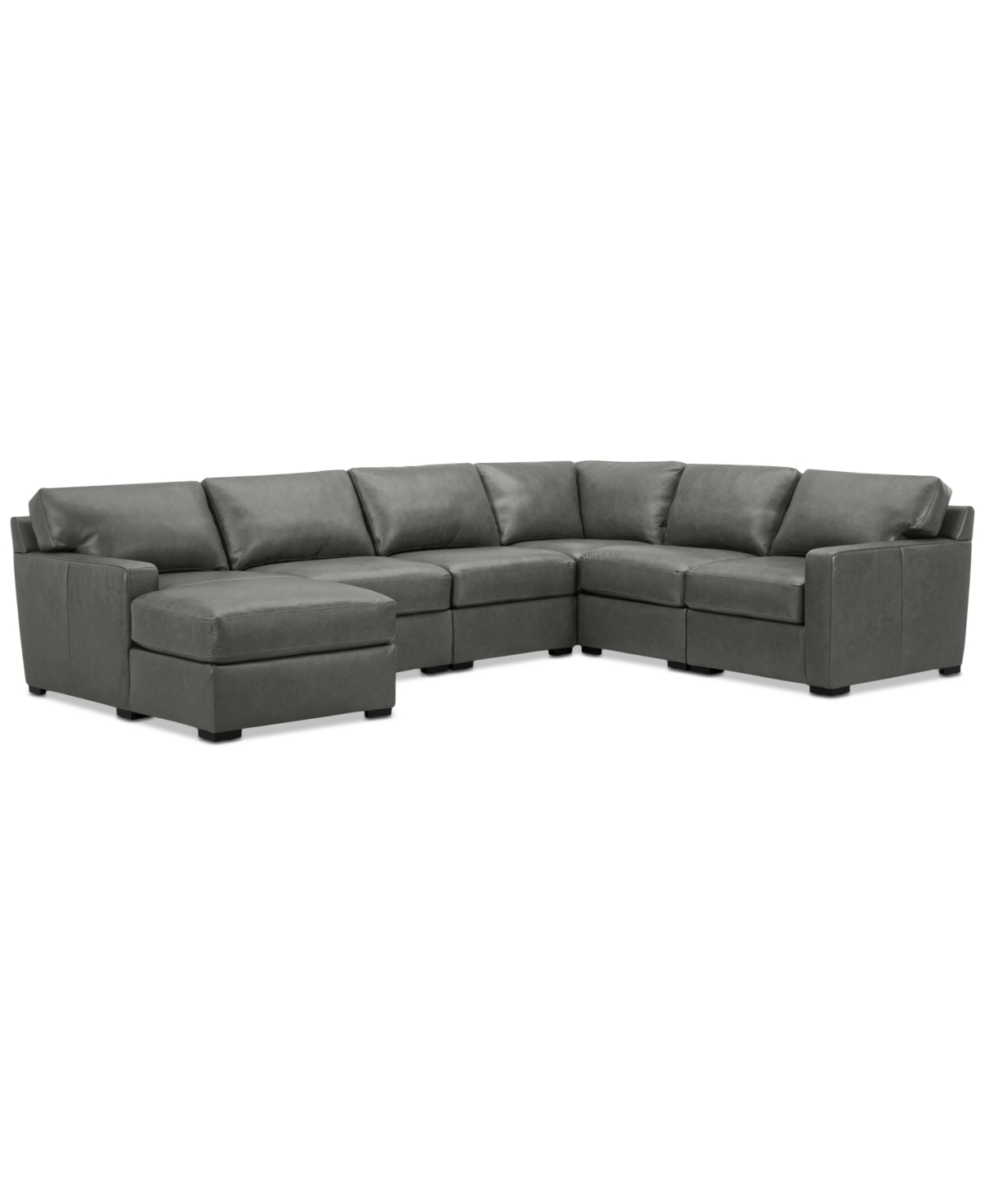Macy's Radley 129" 6-pc. Leather Square Corner Modular Chaise Sectional, Created For  In Anthracite