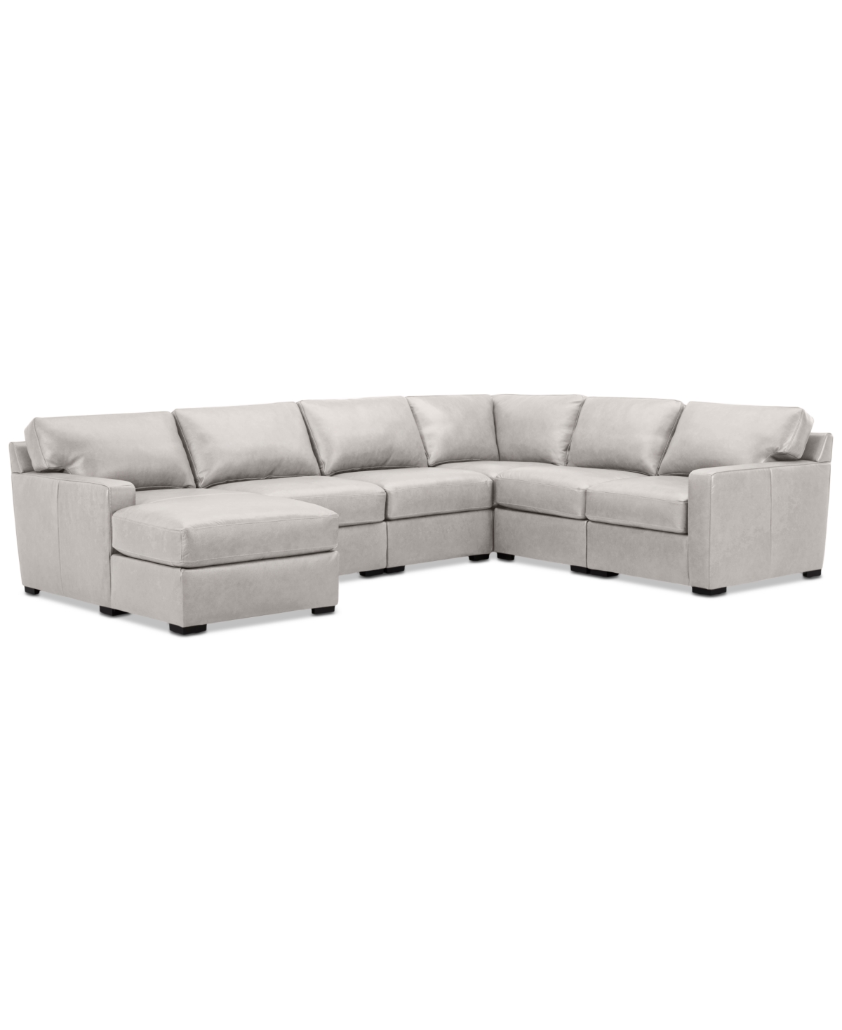 Shop Macy's Radley 129" 6-pc. Leather Square Corner Modular Chaise Sectional, Created For  In Ash